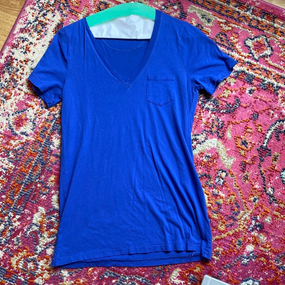 Madewell women’s Hi-Line Royal Blue Chest Pocket Jersey T-Shirt Size M